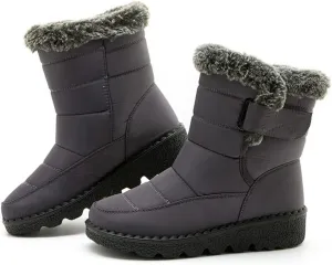 Womens Winter Fleece Snow Boots,Fur Lined Warm Ankle Boots Slip- On,Winter Waterproof Outdoor Booties