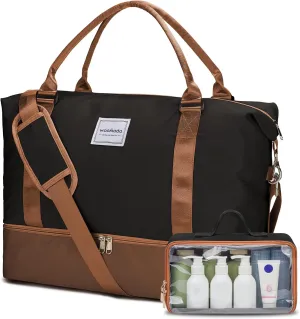 WOOMADA Weekender Overnight Bag for Women, Carry on Shoulder Travel Duffel with Shoes Compartment,Gym Bag with Toiletry Bag
