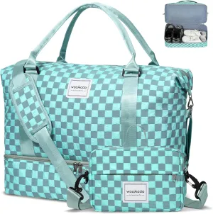 WOOMADA Weekender Overnight Bag for Women, Shoulder Travel Duffel with Shoes Compartment,Gym Bag with Toiletry Bag