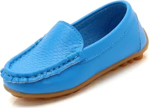 WUIWUIYU Boy's Girl's Slip-on Loafers Flats Oxford Shoes Solid Color Mocassins House Shoes