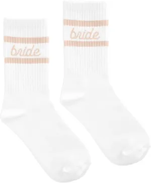 xo, Fetti Bride Socks, White   Tan | Bride To Be Gift, Bachelorette Party Favor, Bach Party Decorations, Wedding Day Sandals, Bridesmaid Gift, Bridal Shower Party Favor