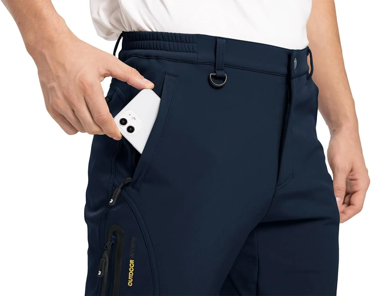 YSENTO Men's Fleece Lined Snow Ski Pants Waterproof Softshell Insulated Winter Cargo Hiking Camping Pants