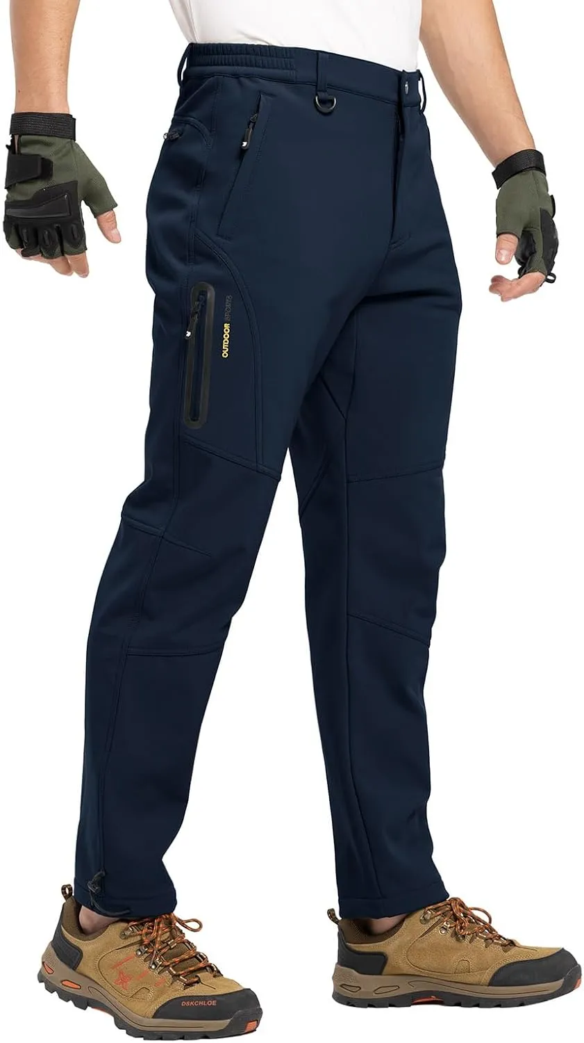 YSENTO Men's Fleece Lined Snow Ski Pants Waterproof Softshell Insulated Winter Cargo Hiking Camping Pants
