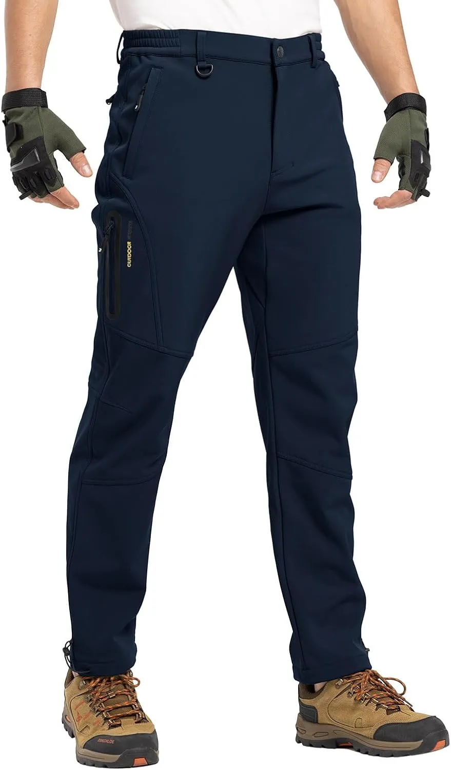 YSENTO Men's Fleece Lined Snow Ski Pants Waterproof Softshell Insulated Winter Cargo Hiking Camping Pants