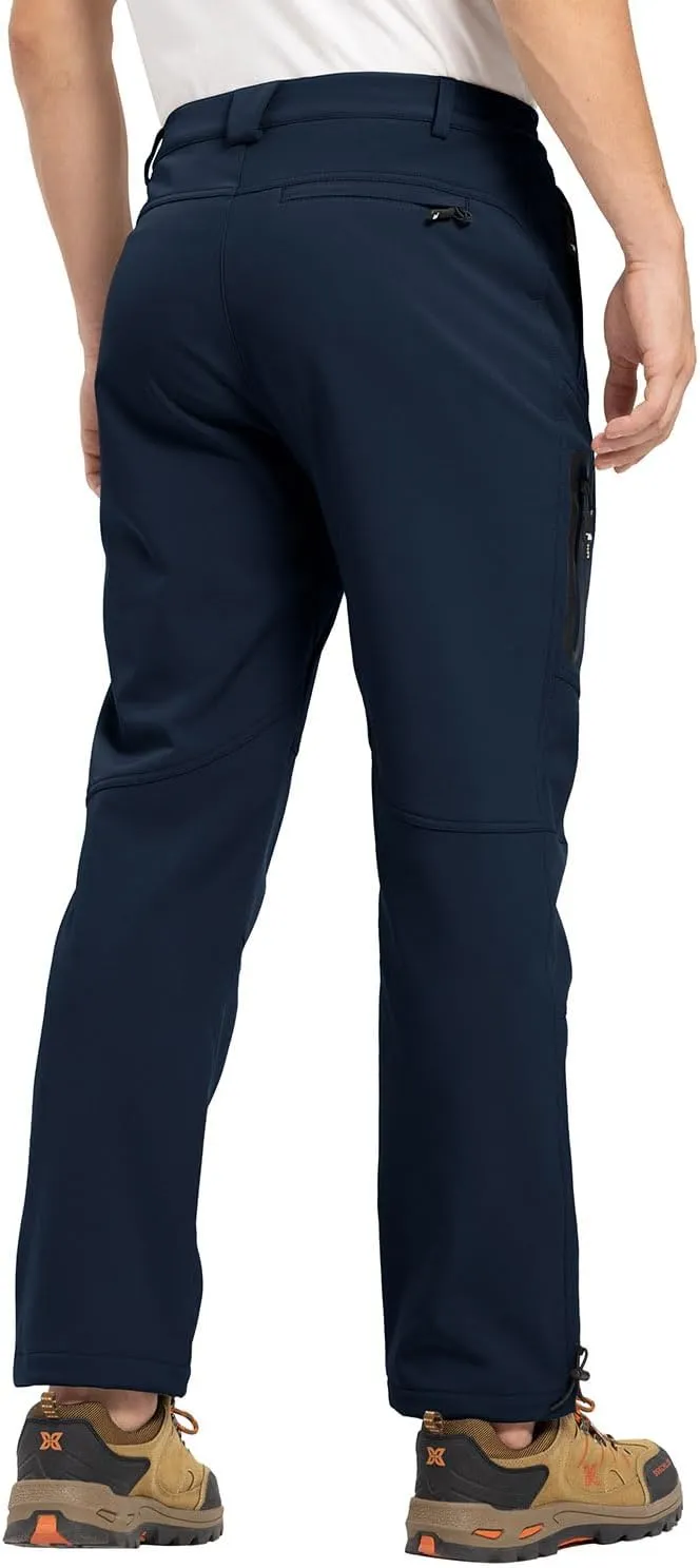 YSENTO Men's Fleece Lined Snow Ski Pants Waterproof Softshell Insulated Winter Cargo Hiking Camping Pants