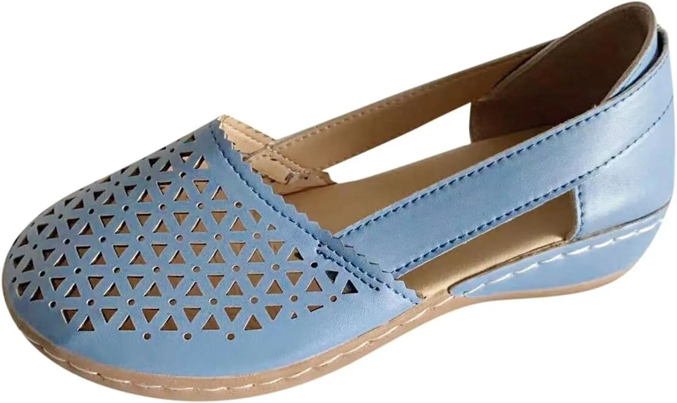 ZBYY Womens Cutout Sandals Summer Hollow Out Pumps Sandals Closed Toe Dress Wedge Sandals Breathable Walking Shoes