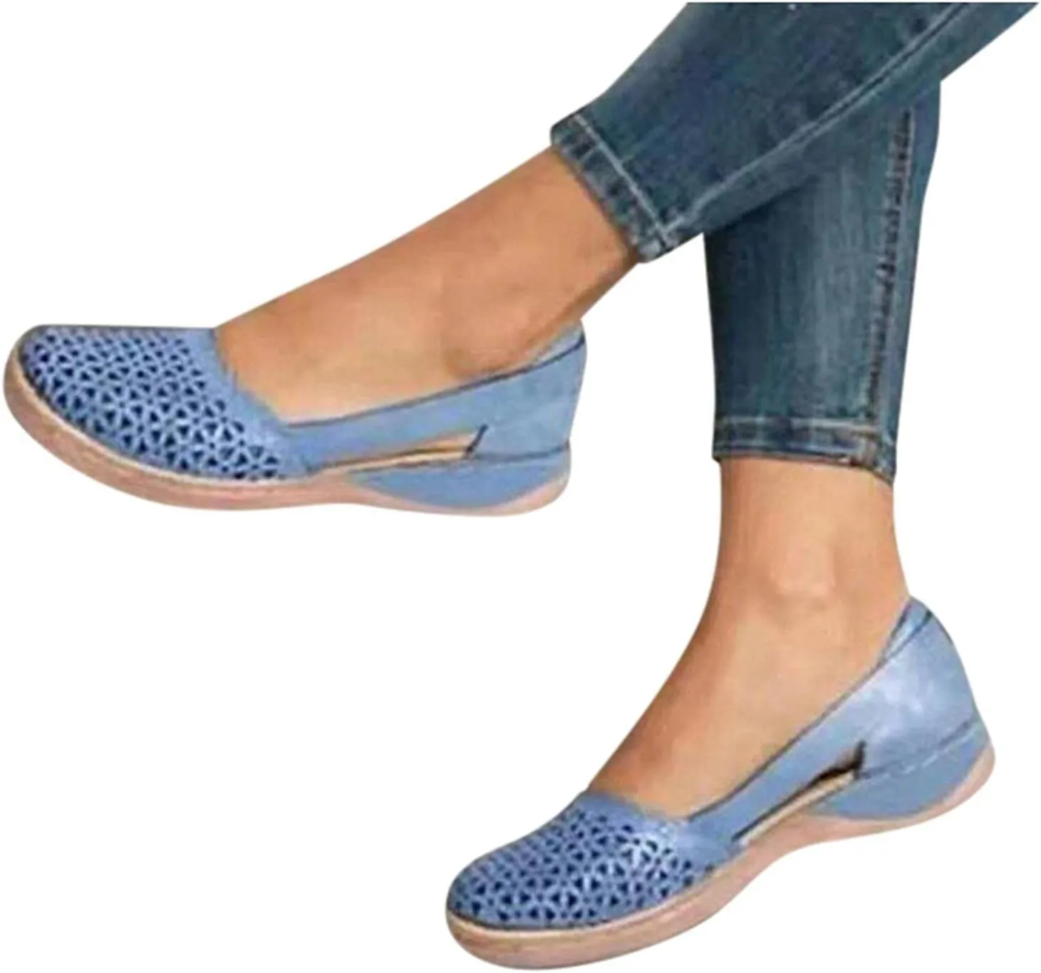ZBYY Womens Cutout Sandals Summer Hollow Out Pumps Sandals Closed Toe Dress Wedge Sandals Breathable Walking Shoes