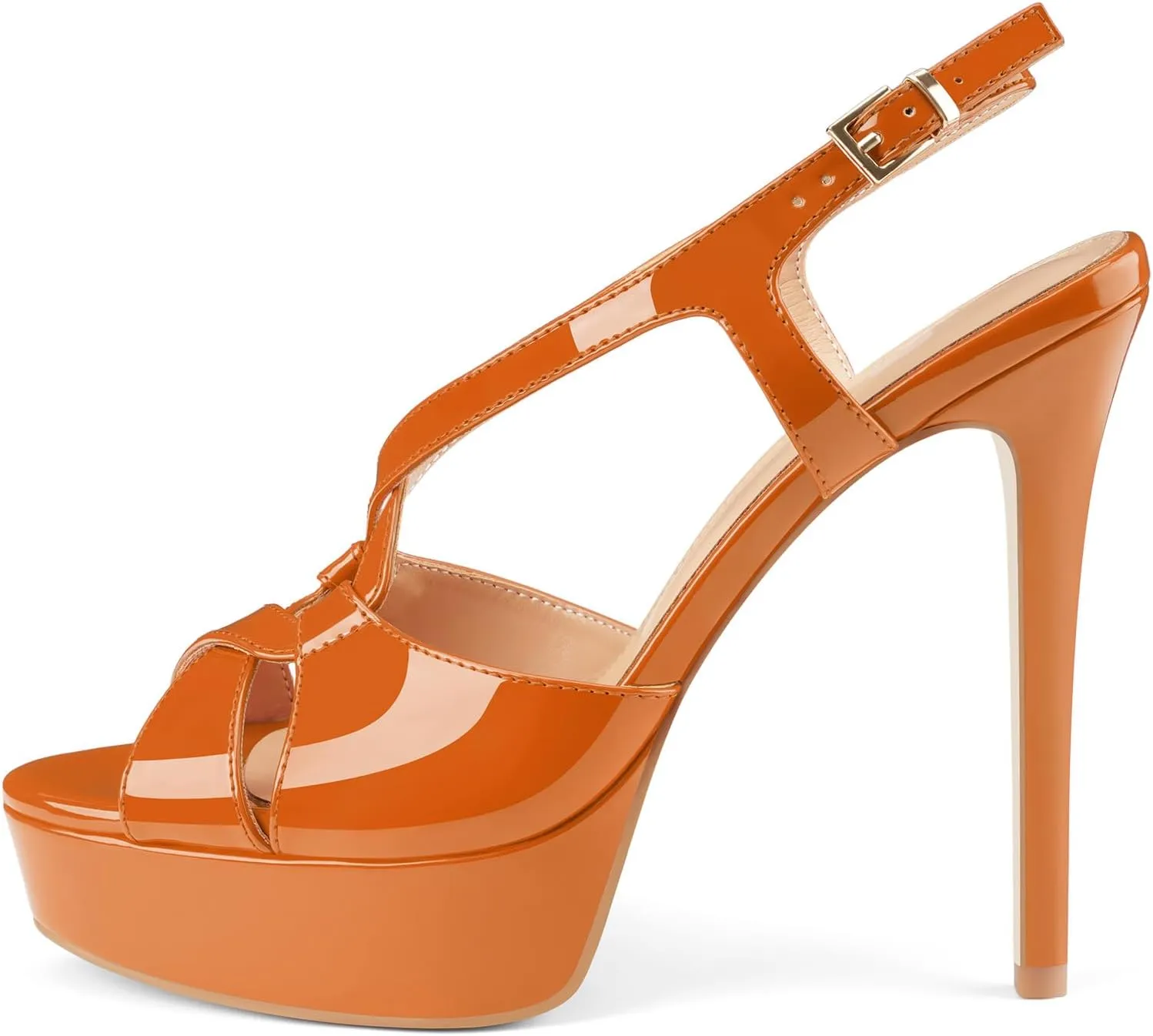 Z.Oufeier Women’s Cross Ankle Strap Slingback Sandals Platform High Stiletto Strappy Heels Open Peep Toe Buckle Summer Dress Sexy Wedding Shoes