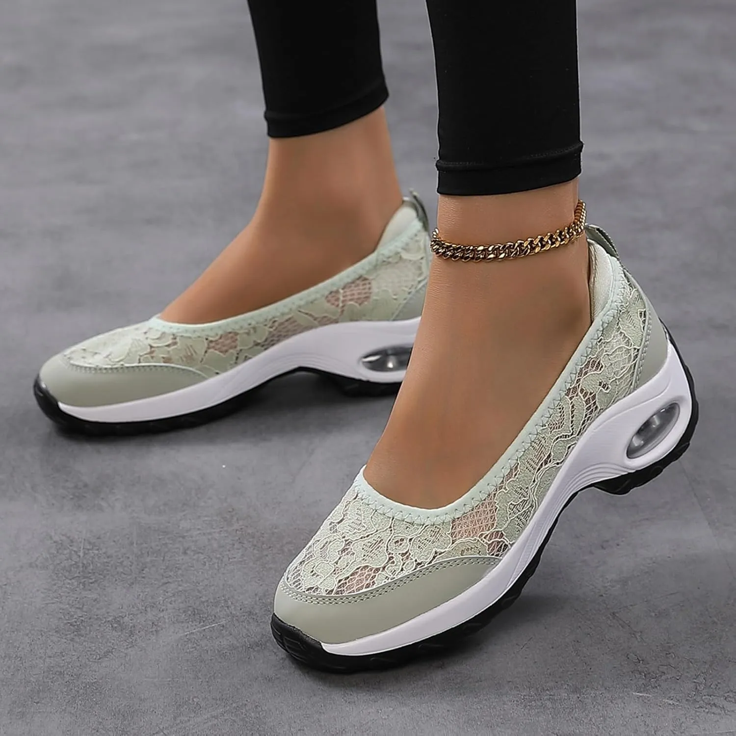 ZSpzx Women's Fashion Sneakers Orthopedic Backless Solid Color Running Platform Shoes Mesh Breathable Casual Arch Support Walking Wedge Shoe Jogging Tennis Sneaker Slip On Comfy Footwear