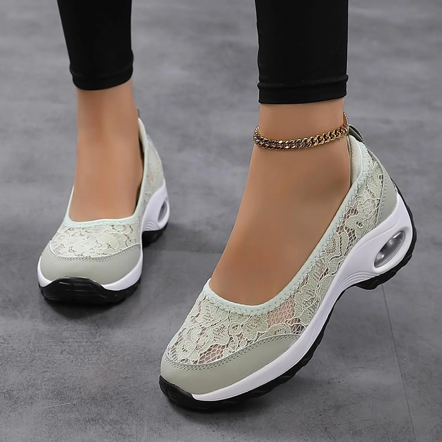 ZSpzx Women's Fashion Sneakers Orthopedic Backless Solid Color Running Platform Shoes Mesh Breathable Casual Arch Support Walking Wedge Shoe Jogging Tennis Sneaker Slip On Comfy Footwear