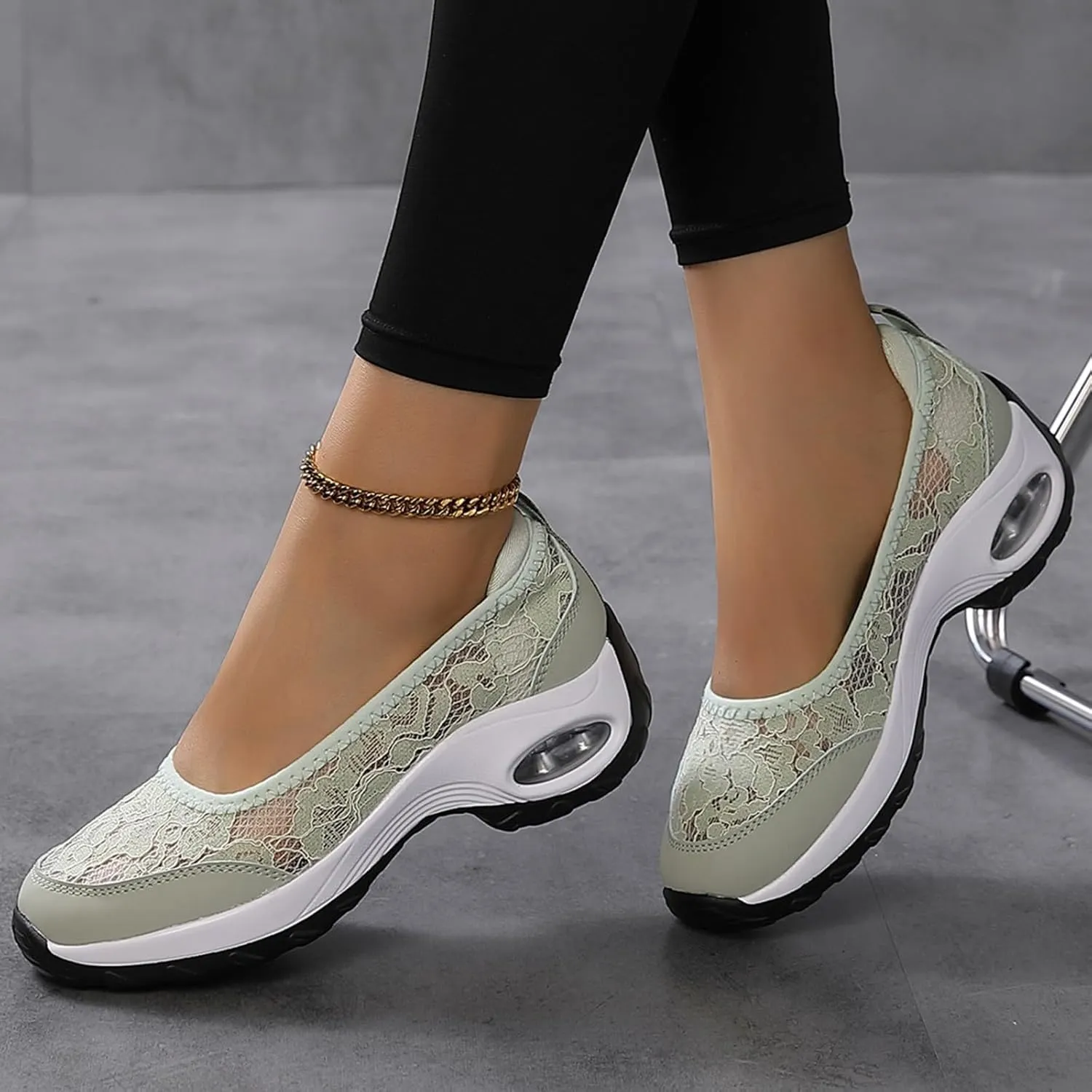 ZSpzx Women's Fashion Sneakers Orthopedic Backless Solid Color Running Platform Shoes Mesh Breathable Casual Arch Support Walking Wedge Shoe Jogging Tennis Sneaker Slip On Comfy Footwear