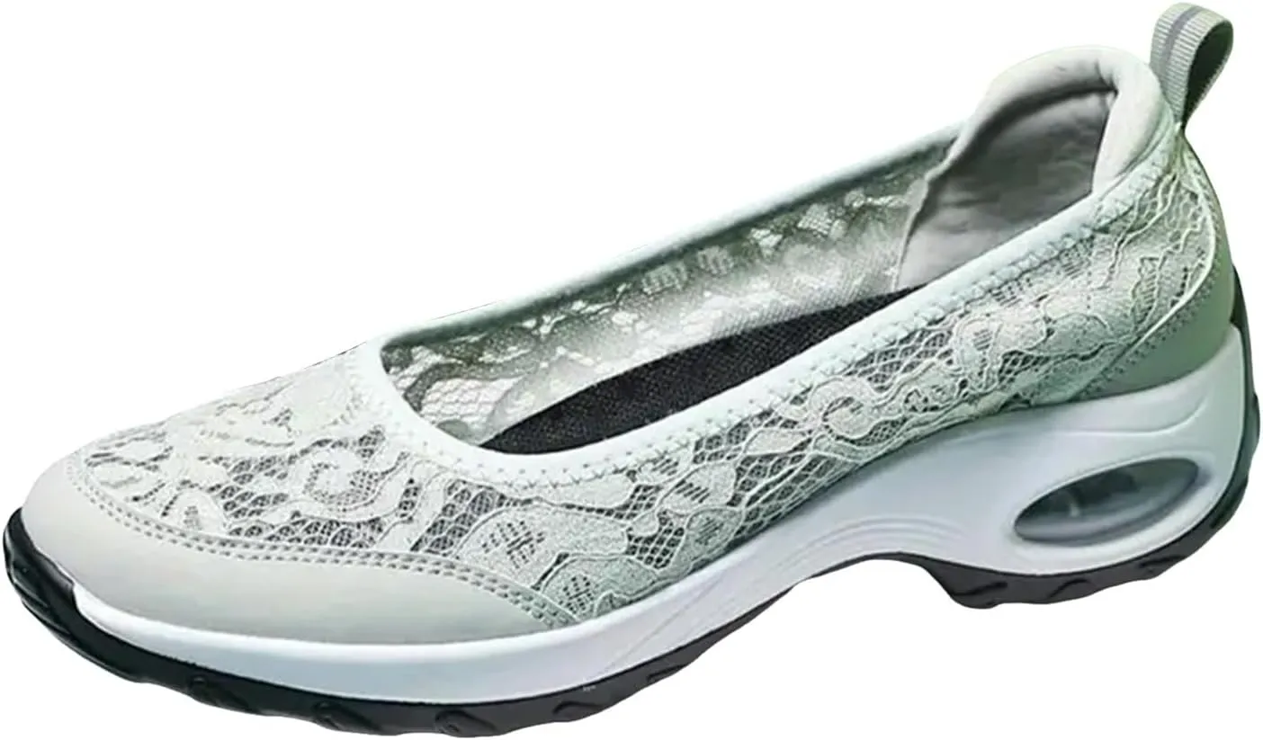 ZSpzx Women's Fashion Sneakers Orthopedic Backless Solid Color Running Platform Shoes Mesh Breathable Casual Arch Support Walking Wedge Shoe Jogging Tennis Sneaker Slip On Comfy Footwear