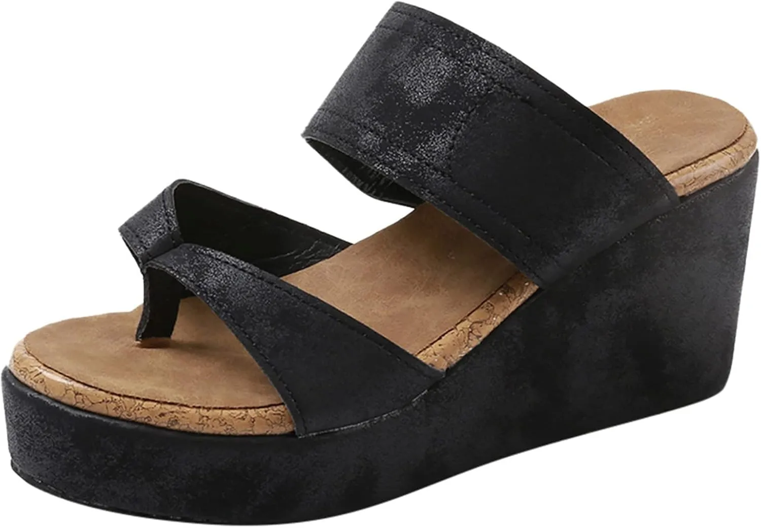 ZSpzx Womens Platform Sandals Comfortable Split Toe Flatform Wedge Shoes For Women Slip on Dressy Summer Walking Wedges Heels Women's Slides Outdoor Slippers Beach Casual Sandal for Daily Wear