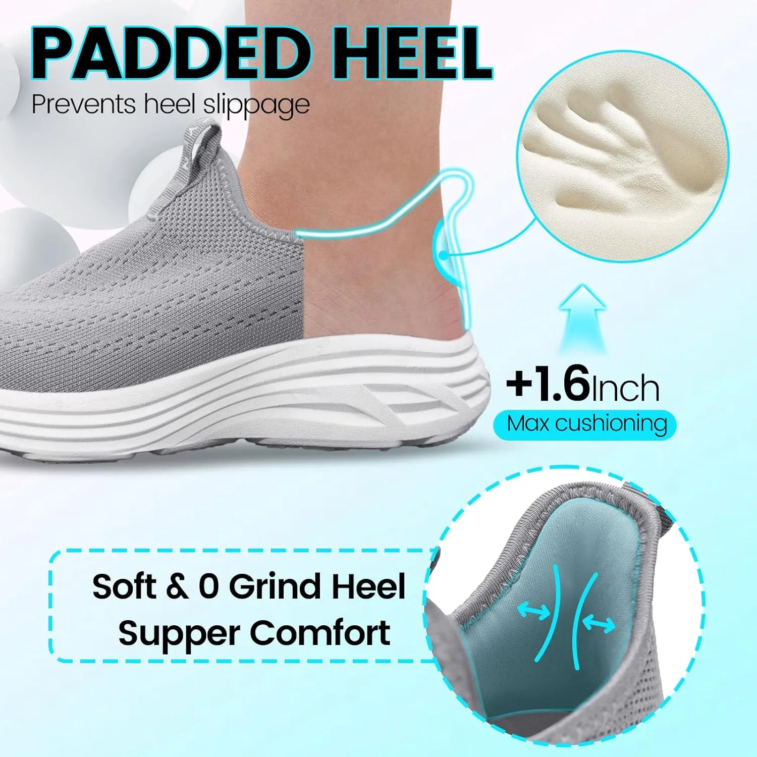 ZYEN Mens Walking Shoes Hands Free Non Slip Athletic Sneakers Lightweight Breathable Laceless Comfortable Tennis Sneakers Casual Travel Gym Work Shoe