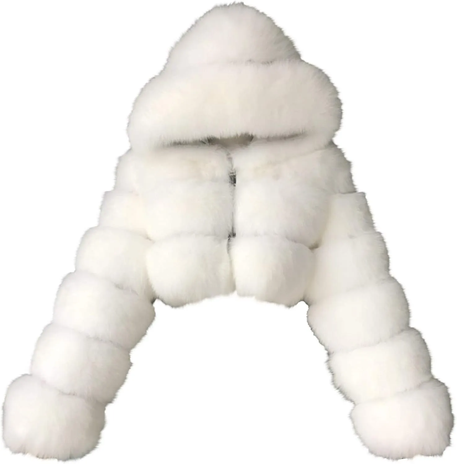 ZYXTIM Womens Hooded Faux Fur Coat Shearling Fluffy Fuzzy Shaggy Cropped Jackets Oversize Fuzzy Warm Winter Coat Outerwear