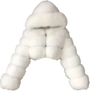ZYXTIM Womens Hooded Faux Fur Coat Shearling Fluffy Fuzzy Shaggy Cropped Jackets Oversize Fuzzy Warm Winter Coat Outerwear